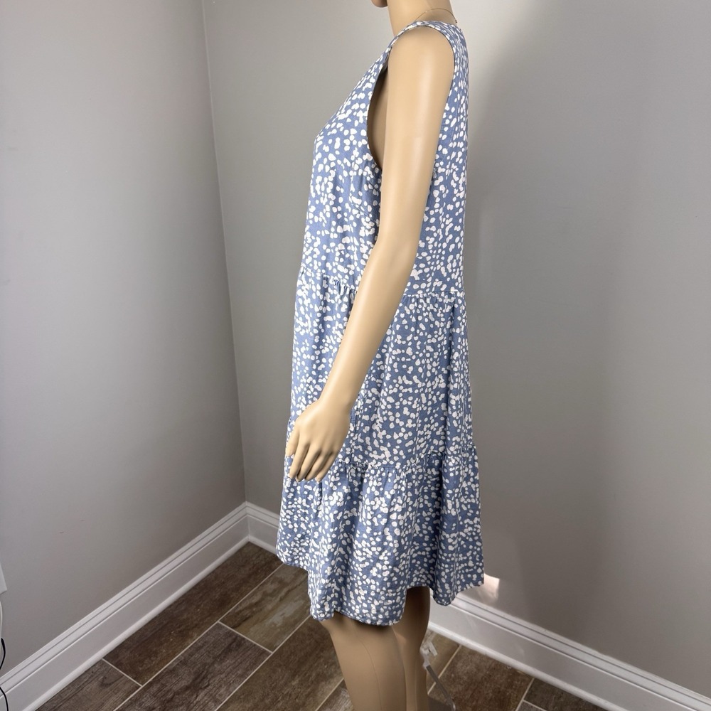 Matty M Tiered Linen Blend Cottagecore Lagenlook Loose Dress Women's Sz M Blue - Picture 12 of 16